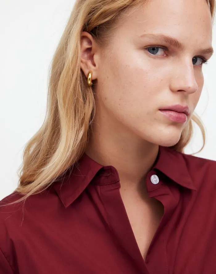 Jewelry Women Madewell Chunky Donut Huggie Hoop Earrings Vintage Gold