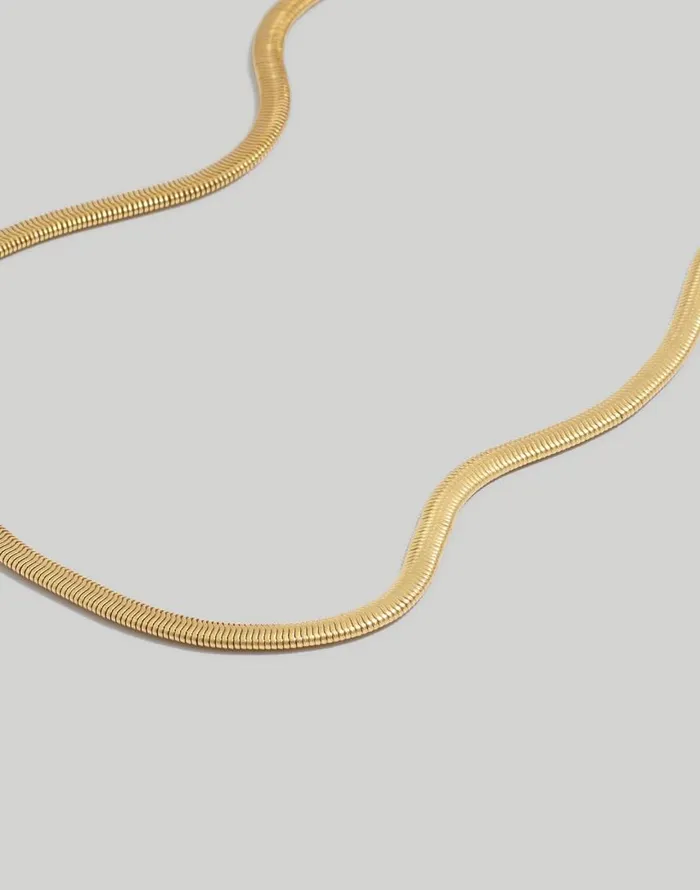 Jewelry Women Madewell Herringbone Chain Necklace Vintage Gold