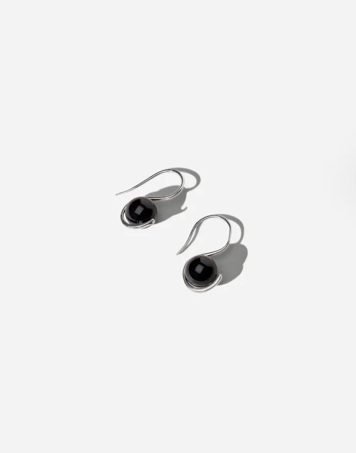 Jewelry Women Madewell Maslo Jewelry Wrap Earrings Black Onyx Sterling Silver Silver
