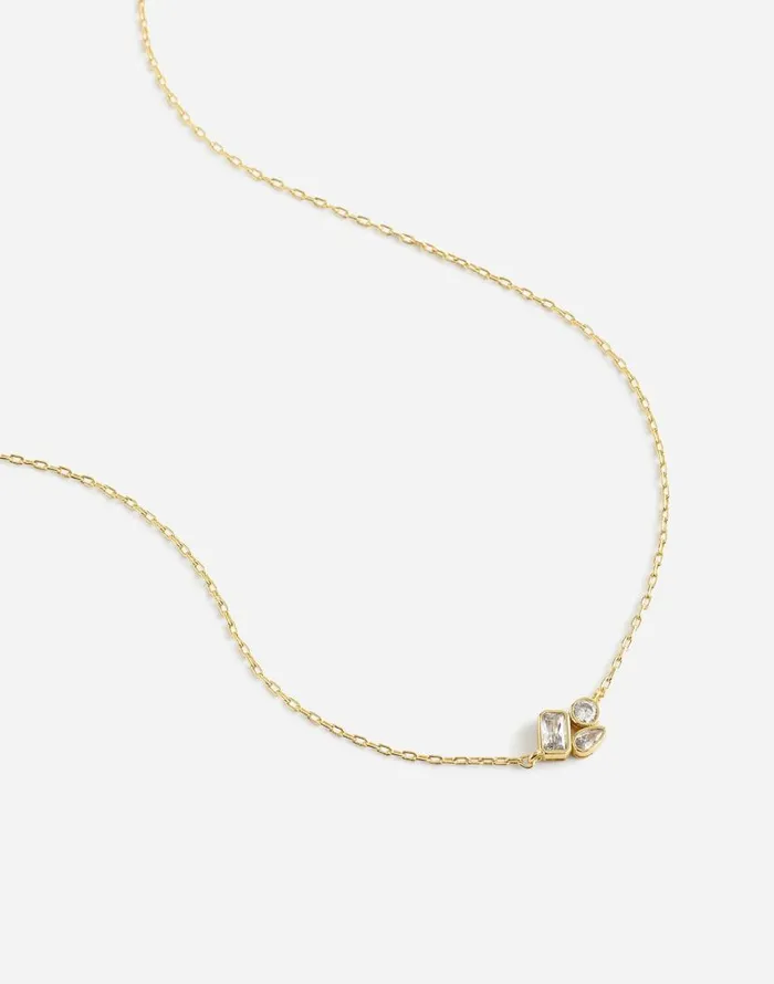 Jewelry Women Madewell MixedCut Crystal Cluster Necklace Pale Gold
