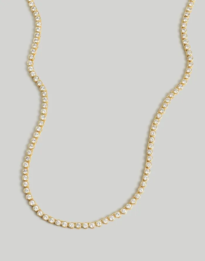 Jewelry Women Madewell The Tennis Collection Bezel Set Crystal Necklace Pale Gold
