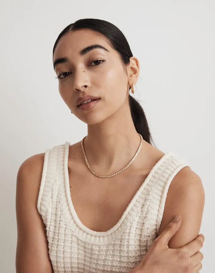 Jewelry Women Madewell The Tennis Collection Bezel Set Crystal Necklace Pale Gold