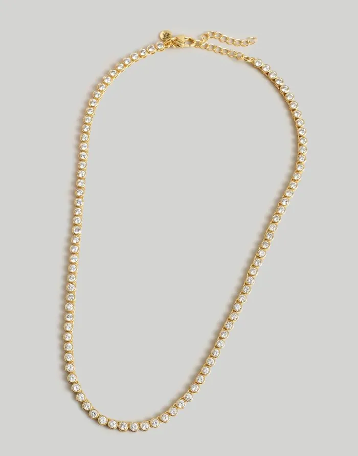 Jewelry Women Madewell The Tennis Collection Bezel Set Crystal Necklace Pale Gold