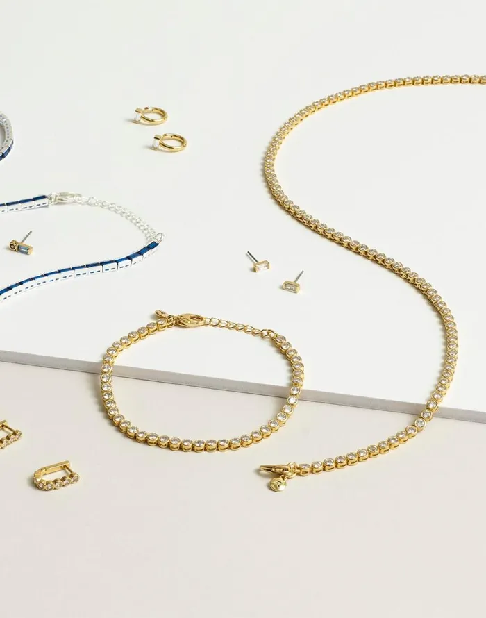 Jewelry Women Madewell The Tennis Collection Bezel Set Crystal Necklace Pale Gold
