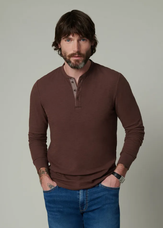 Joe8217s Jeans DWIGHT DOUBLE FACE HENLEY Chocolate Martini Men Tops Tees