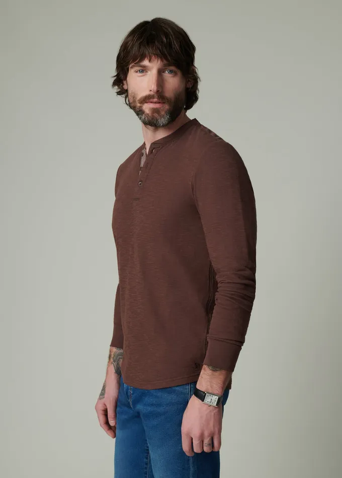 Joe8217s Jeans DWIGHT DOUBLE FACE HENLEY Chocolate Martini Men Tops Tees