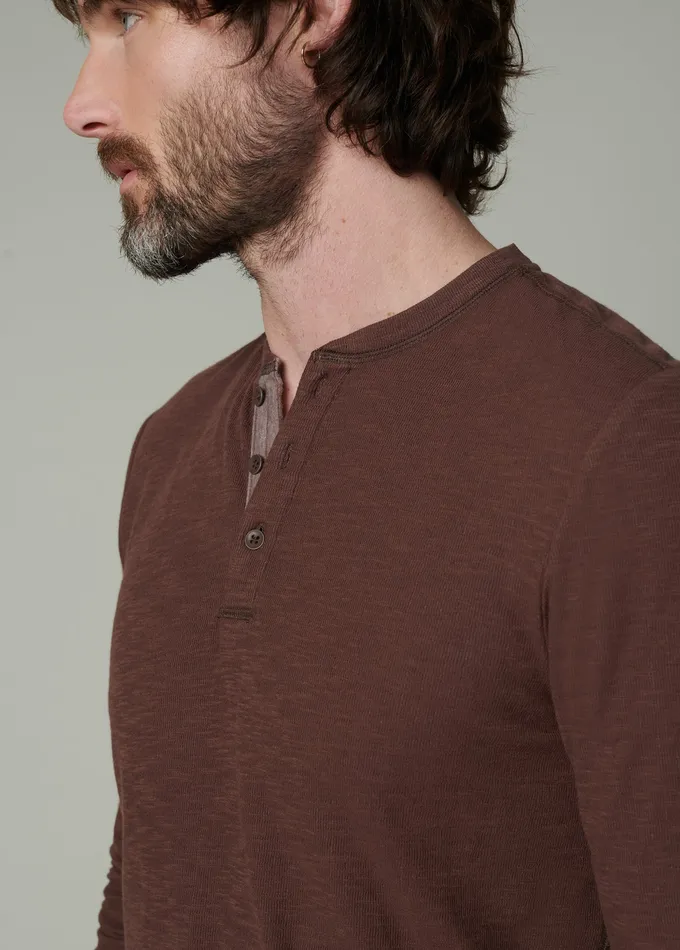 Joe8217s Jeans DWIGHT DOUBLE FACE HENLEY Chocolate Martini Men Tops Tees