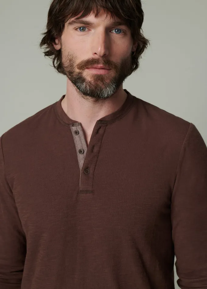 Joe8217s Jeans DWIGHT DOUBLE FACE HENLEY Chocolate Martini Men Tops Tees