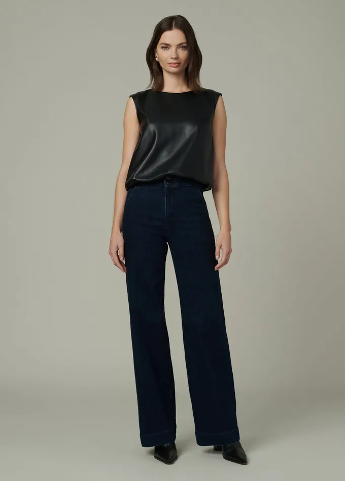 Joe8217s Jeans Tops Women THE MAEVE VEGAN LEATHER TEE Black