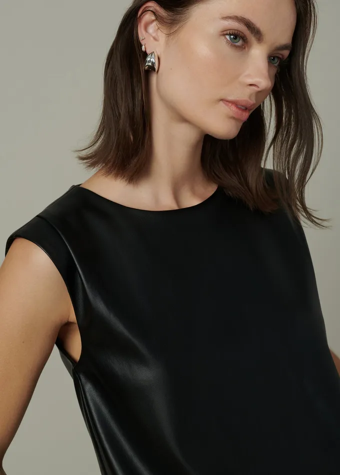 Joe8217s Jeans Tops Women THE MAEVE VEGAN LEATHER TEE Black
