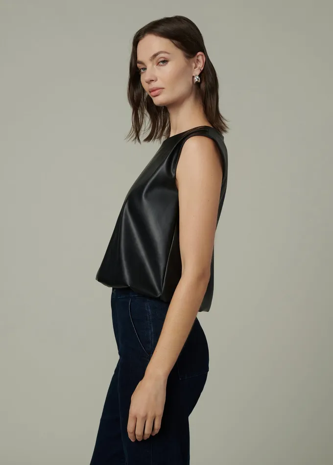 Joe8217s Jeans Tops Women THE MAEVE VEGAN LEATHER TEE Black