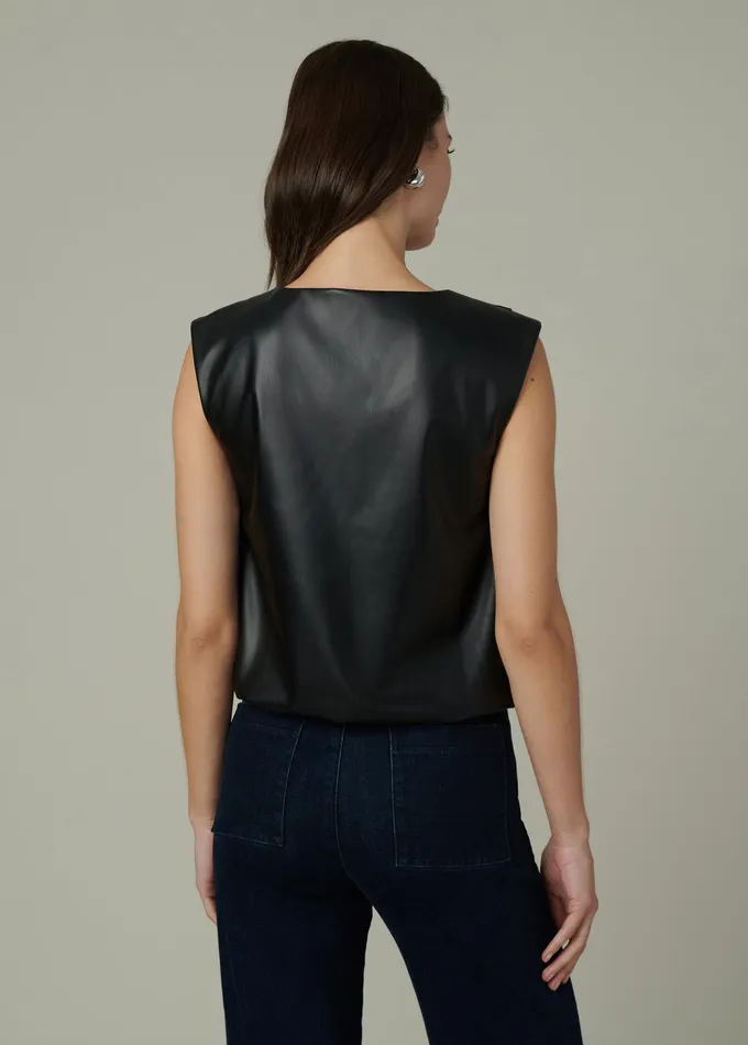 Joe8217s Jeans Tops Women THE MAEVE VEGAN LEATHER TEE Black