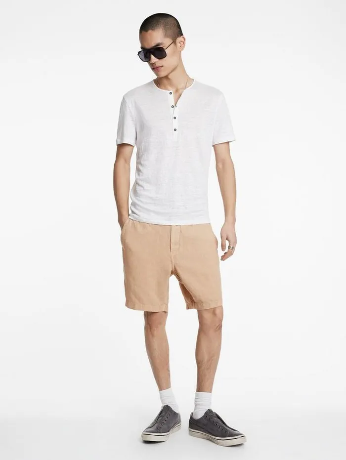 JOHNNY FLAT FRONT SHORTS Khaki Men John Varvatos Shorts And Swimwear