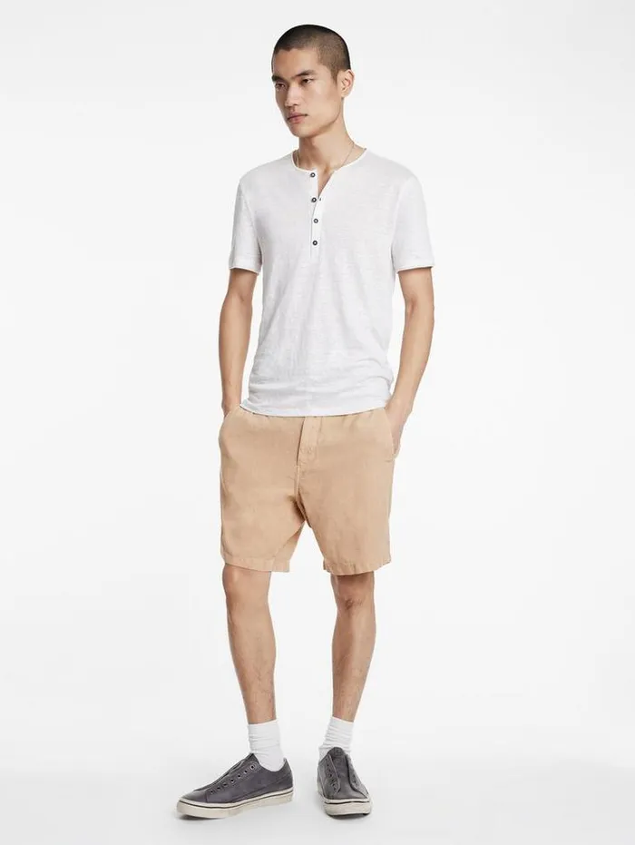 JOHNNY FLAT FRONT SHORTS Khaki Men John Varvatos Shorts And Swimwear