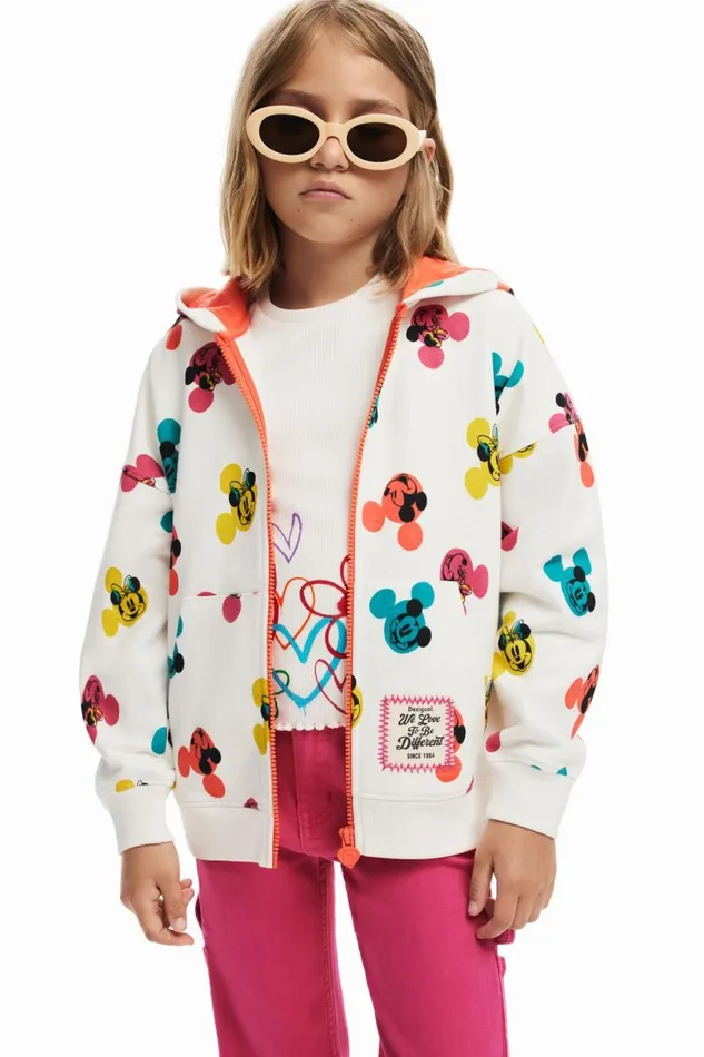 Jumpers And Sweatshirts Kids Desigual Mickey Mouse Hoodie White