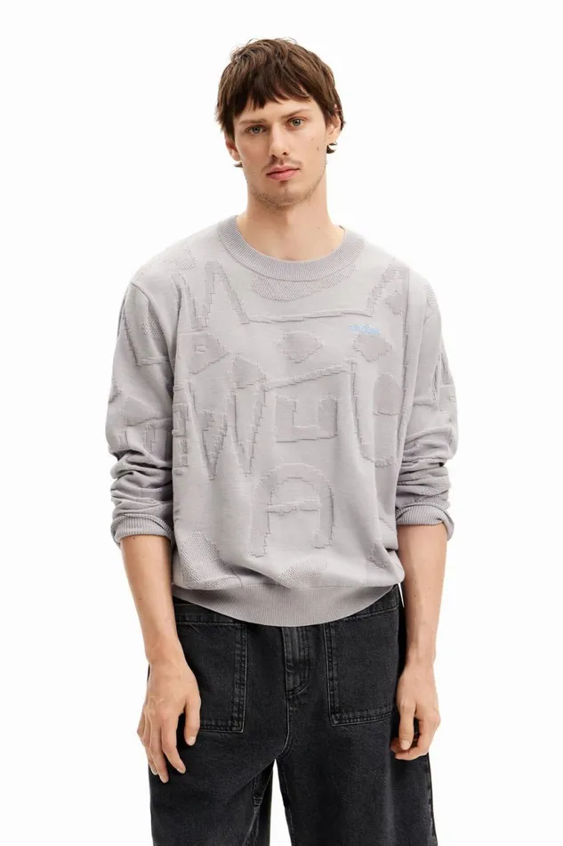 Jumpers And Sweatshirts Men Desigual Textured Knit Sweater Black