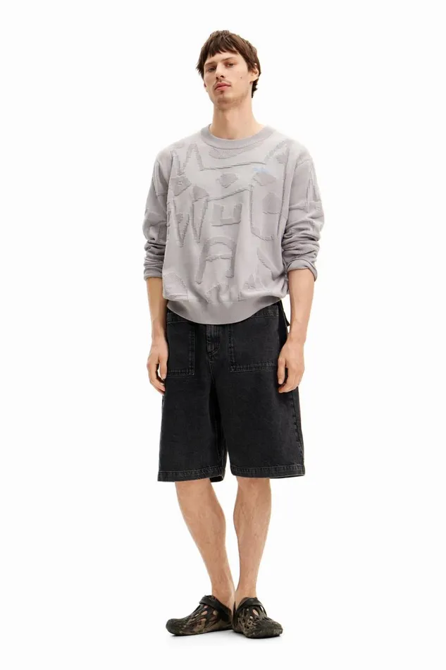 Jumpers And Sweatshirts Men Desigual Textured Knit Sweater Black