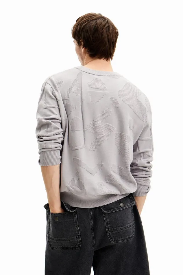 Jumpers And Sweatshirts Men Desigual Textured Knit Sweater Black