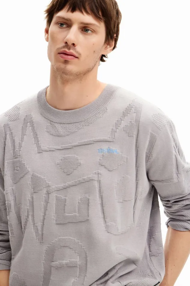 Jumpers And Sweatshirts Men Desigual Textured Knit Sweater Black
