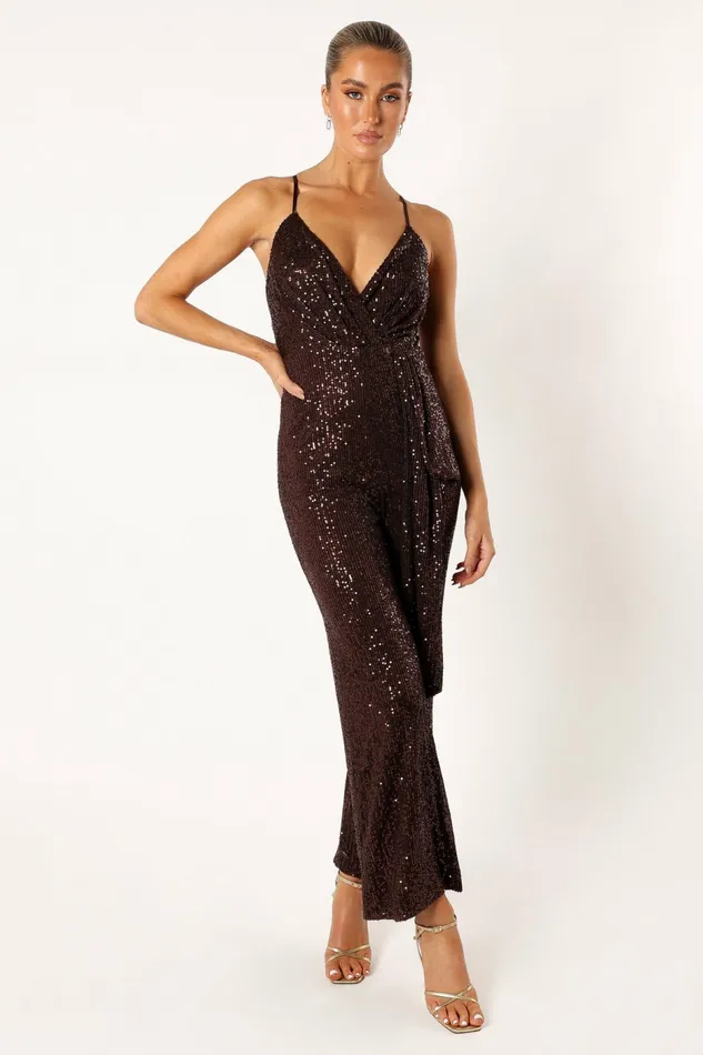 Jumpsuits and Rompers Monique Sequin Jumpsuit Brown Petal and Pup Women