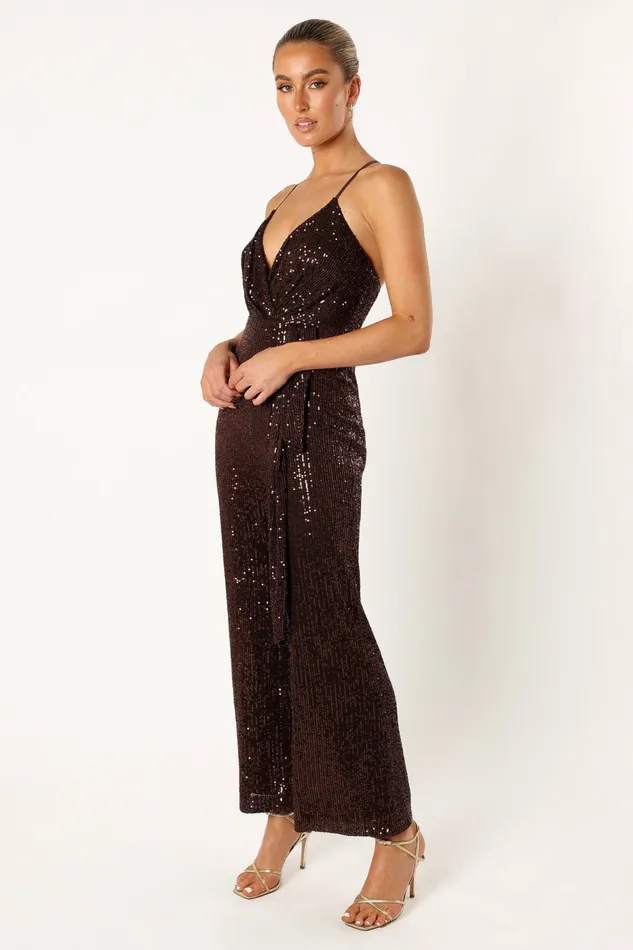 Jumpsuits and Rompers Monique Sequin Jumpsuit Brown Petal and Pup Women