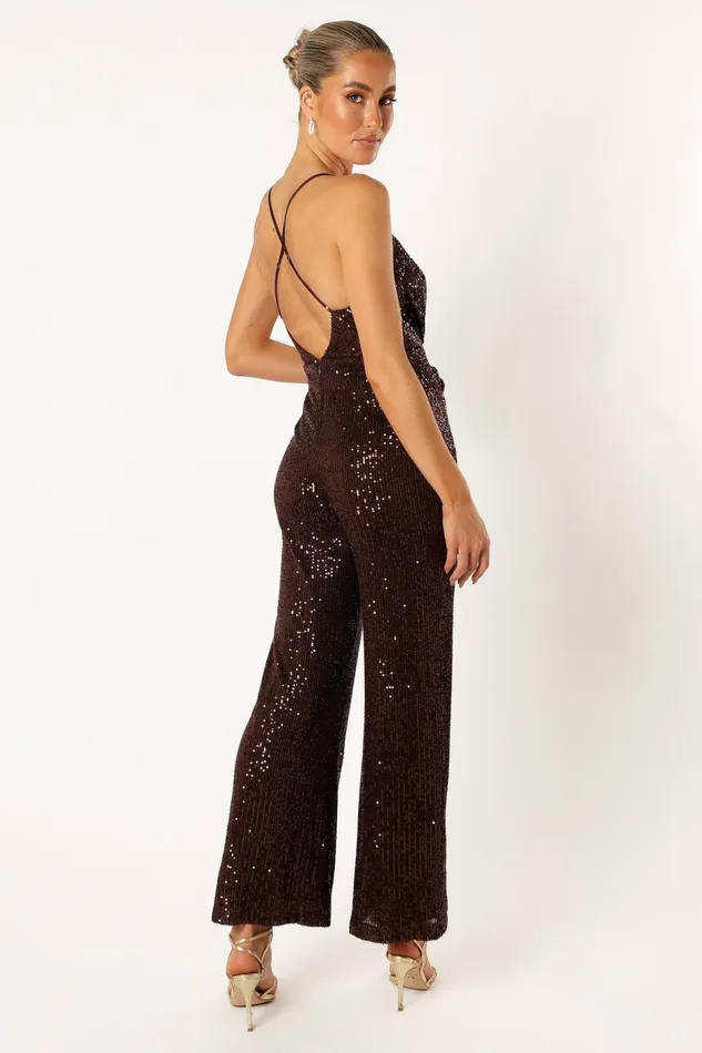 Jumpsuits and Rompers Monique Sequin Jumpsuit Brown Petal and Pup Women