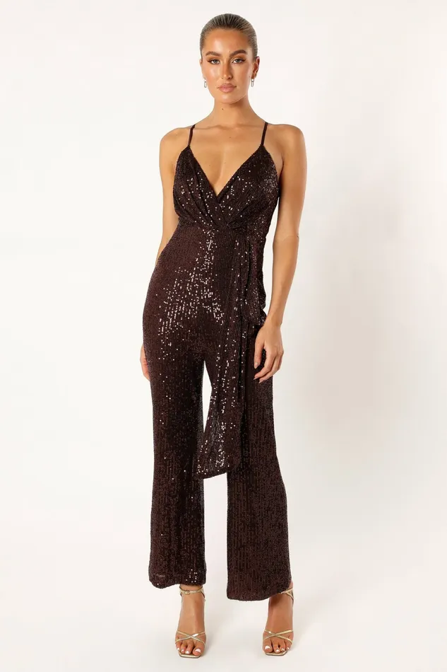 Jumpsuits and Rompers Monique Sequin Jumpsuit Brown Petal and Pup Women