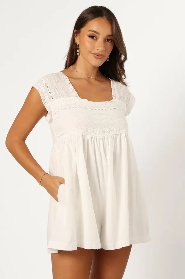 Jumpsuits and Rompers Petal and Pup Women Adeline Romper White