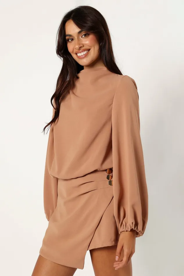 Jumpsuits and Rompers Petal and Pup Women Galen Long Sleeve Romper Mocha