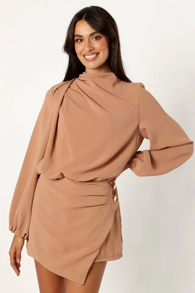 Jumpsuits and Rompers Petal and Pup Women Galen Long Sleeve Romper Mocha