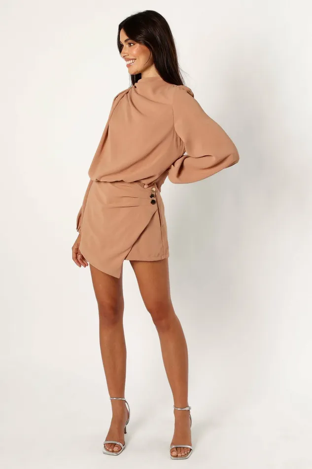 Jumpsuits and Rompers Petal and Pup Women Galen Long Sleeve Romper Mocha