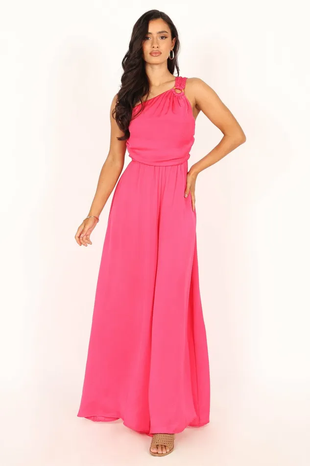 Jumpsuits and Rompers Sunanda One Shoulder Jumpsuit Fuchsia Petal and Pup Women