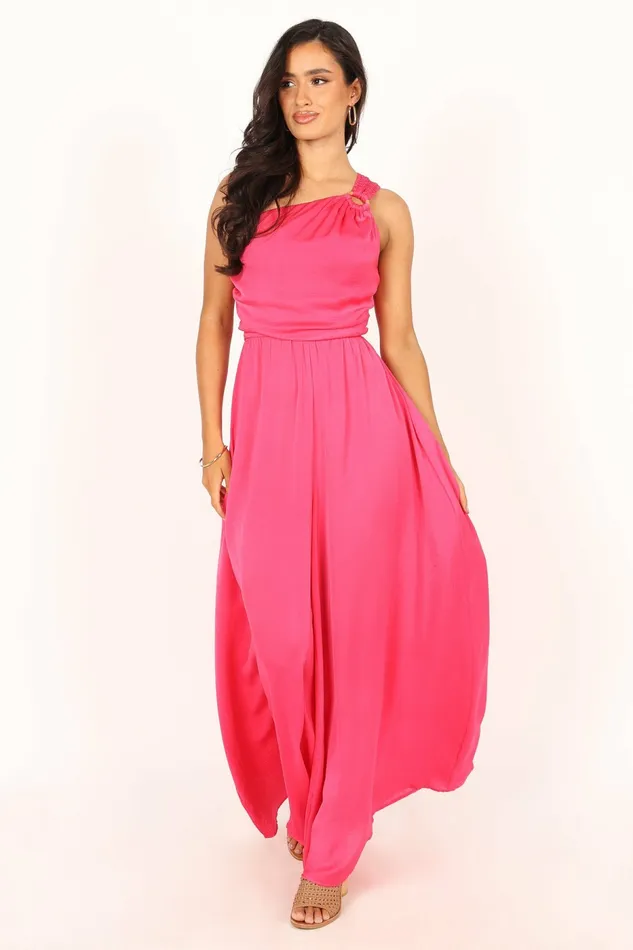 Jumpsuits and Rompers Sunanda One Shoulder Jumpsuit Fuchsia Petal and Pup Women