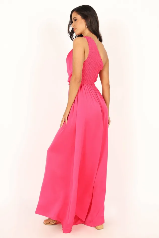 Jumpsuits and Rompers Sunanda One Shoulder Jumpsuit Fuchsia Petal and Pup Women