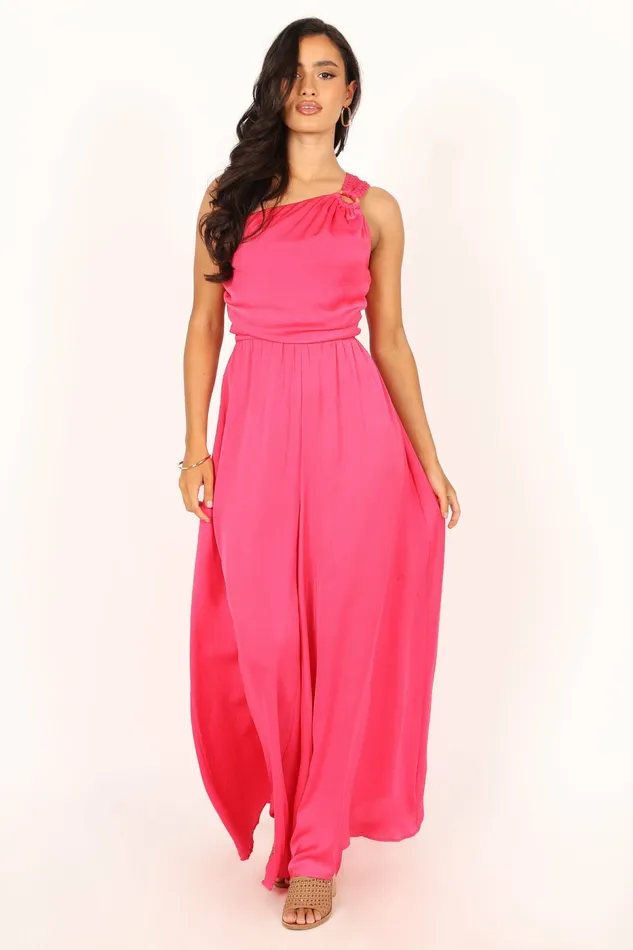 Jumpsuits and Rompers Sunanda One Shoulder Jumpsuit Fuchsia Petal and Pup Women