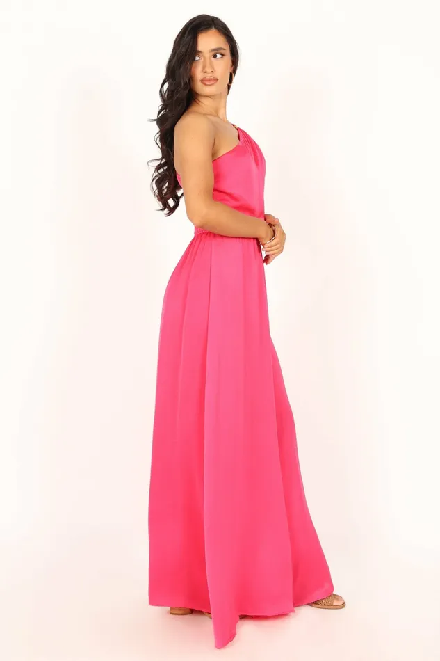 Jumpsuits and Rompers Sunanda One Shoulder Jumpsuit Fuchsia Petal and Pup Women