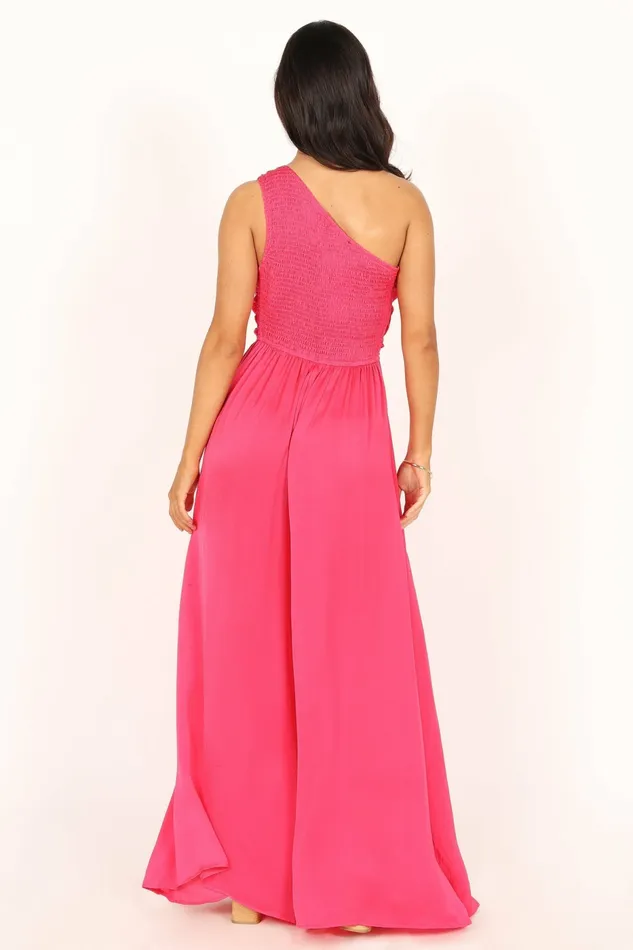 Jumpsuits and Rompers Sunanda One Shoulder Jumpsuit Fuchsia Petal and Pup Women