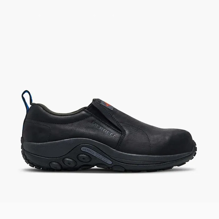 Jungle Moc Leather Comp Toe Work Shoe Black Men Merrell SlipOns