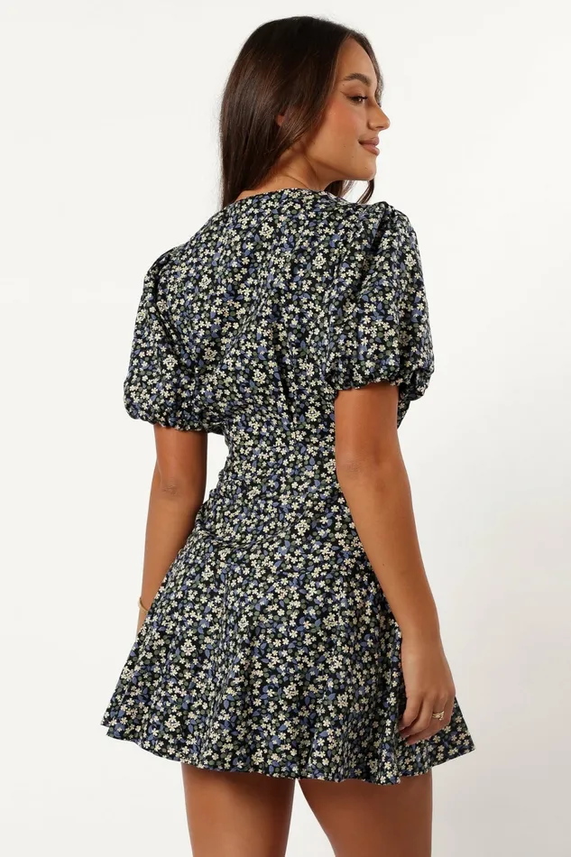 Kenn Wrap Mini Dress Indigo Vanilla Wrap Dresses Petal and Pup Women