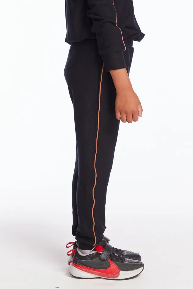 Kids Chaser Brand Boys Boys True Black Track Pant With Piping