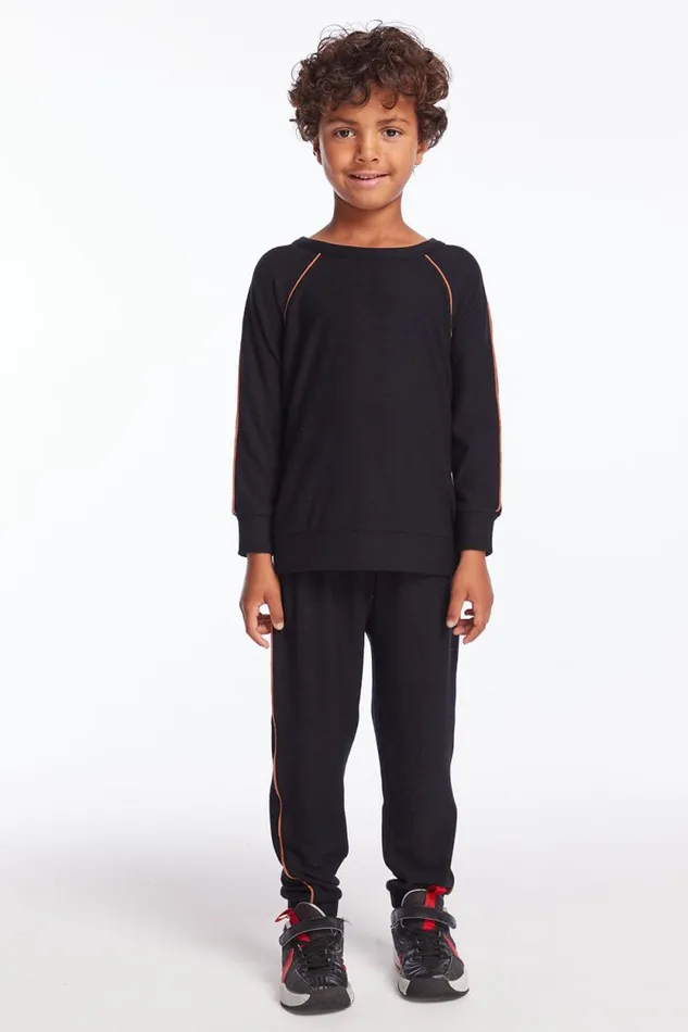 Kids Chaser Brand Boys Boys True Black Track Pant With Piping
