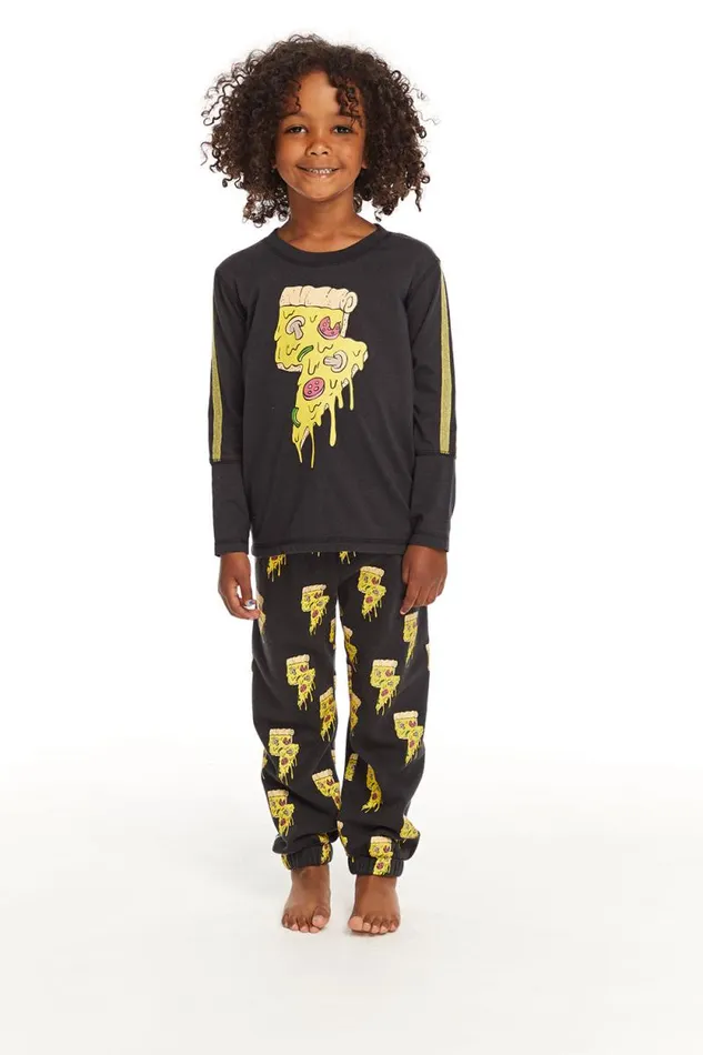 Kids Chaser Brand Boys Lightning Pizza Long Sleeve Pullover