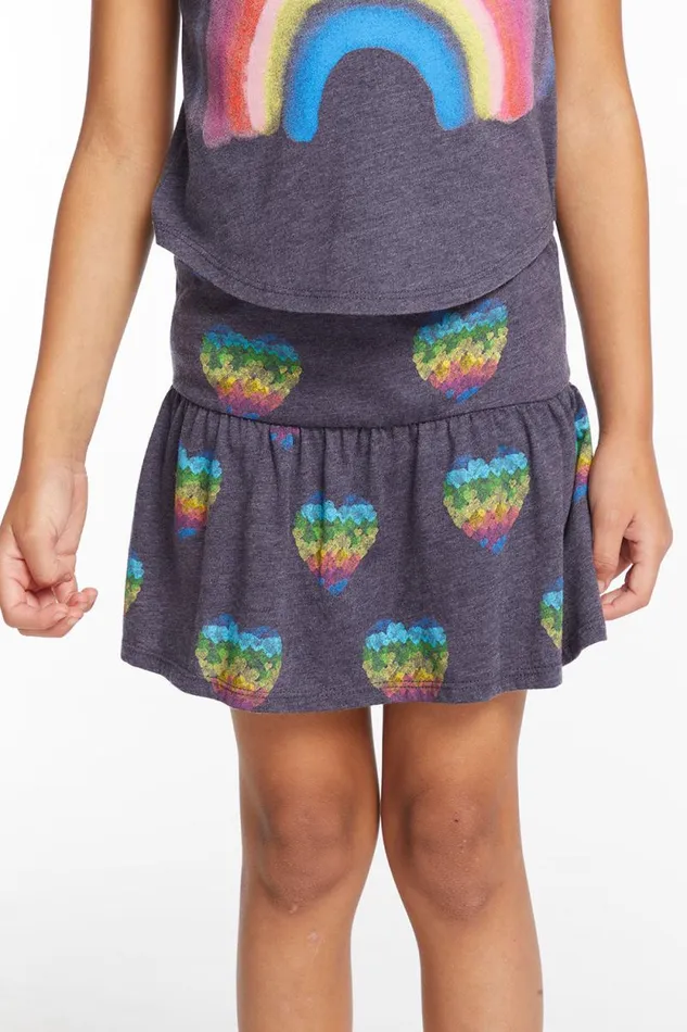 Kids Chaser Brand Girls All Over Hearts Girls Peplum Skort