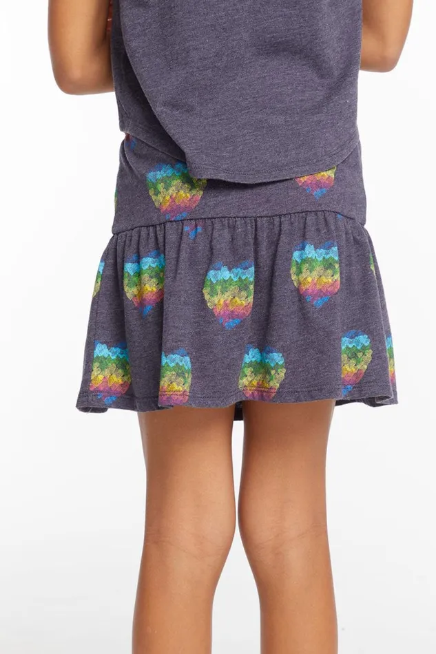 Kids Chaser Brand Girls All Over Hearts Girls Peplum Skort