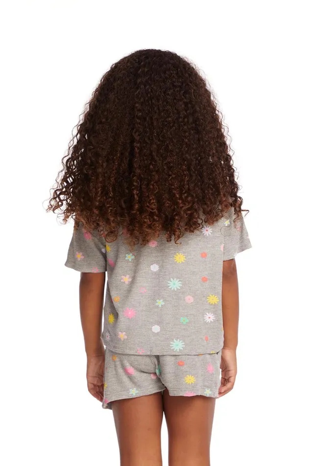 Kids Chaser Brand Girls Devin Embroidered Flowers Girls Tee