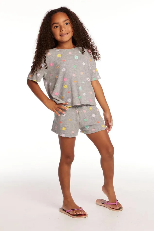 Kids Chaser Brand Girls Devin Embroidered Flowers Girls Tee