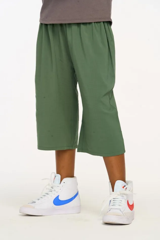 Kids Chaser Brand Girls Flowy Dark Forest Green Heirloom Woven Pant