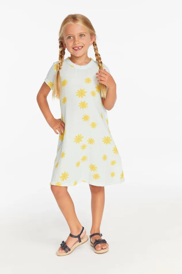 Kids Chaser Brand Girls Girls Powder Blue Daisy Tee Shirt Dress