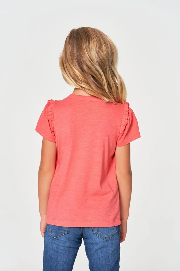Kids Chaser Brand Girls Girls RPET Vintage Jersey Ruffle Puff Sleeve Tee