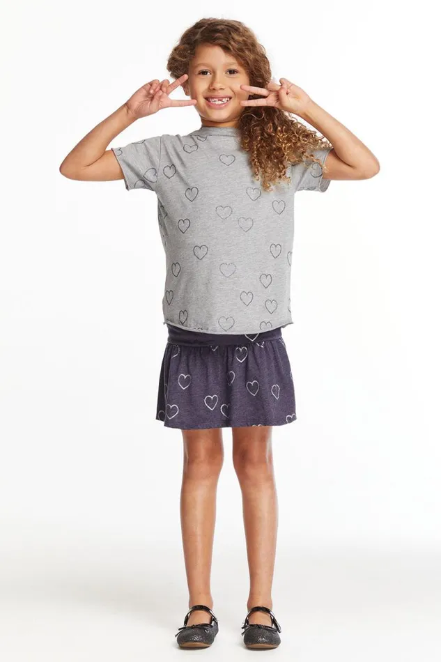 Kids Chaser Brand Girls Glitter Hearts Girls Peplum Skirt
